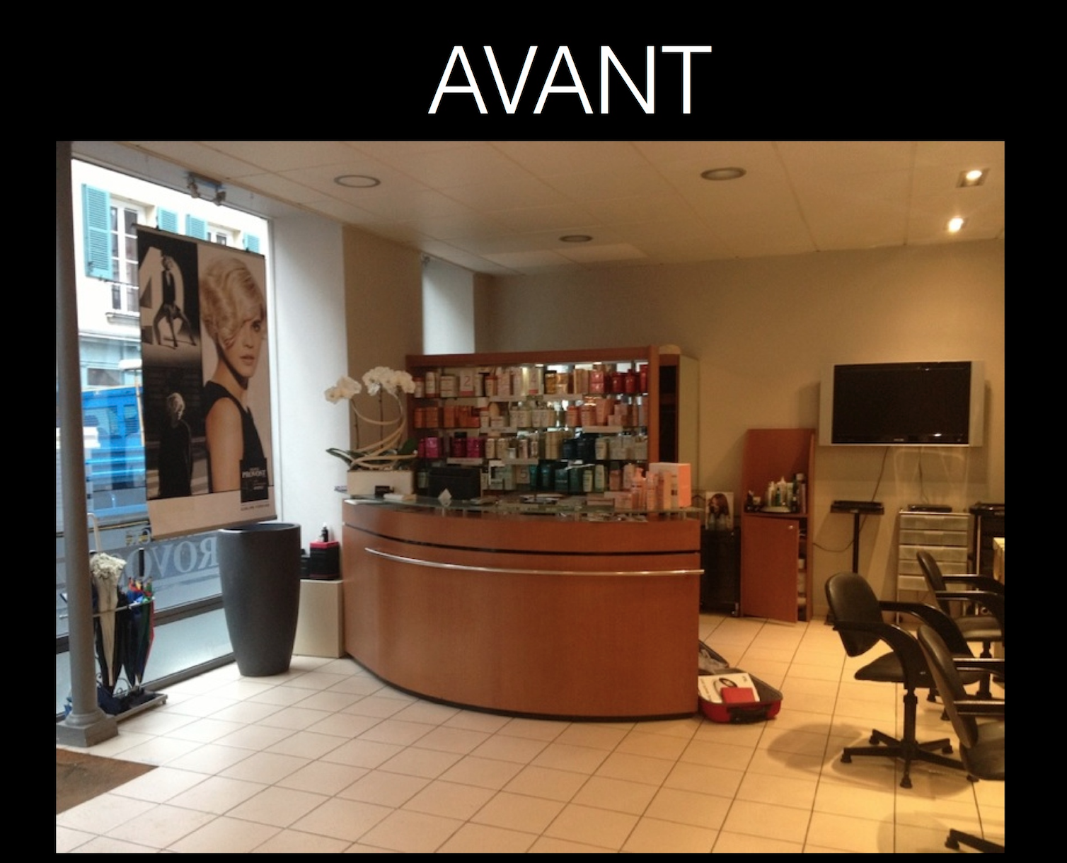 Avant salon de coiffure 