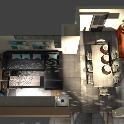 3D VUE DE DESSUS Décoration séjour Cesson