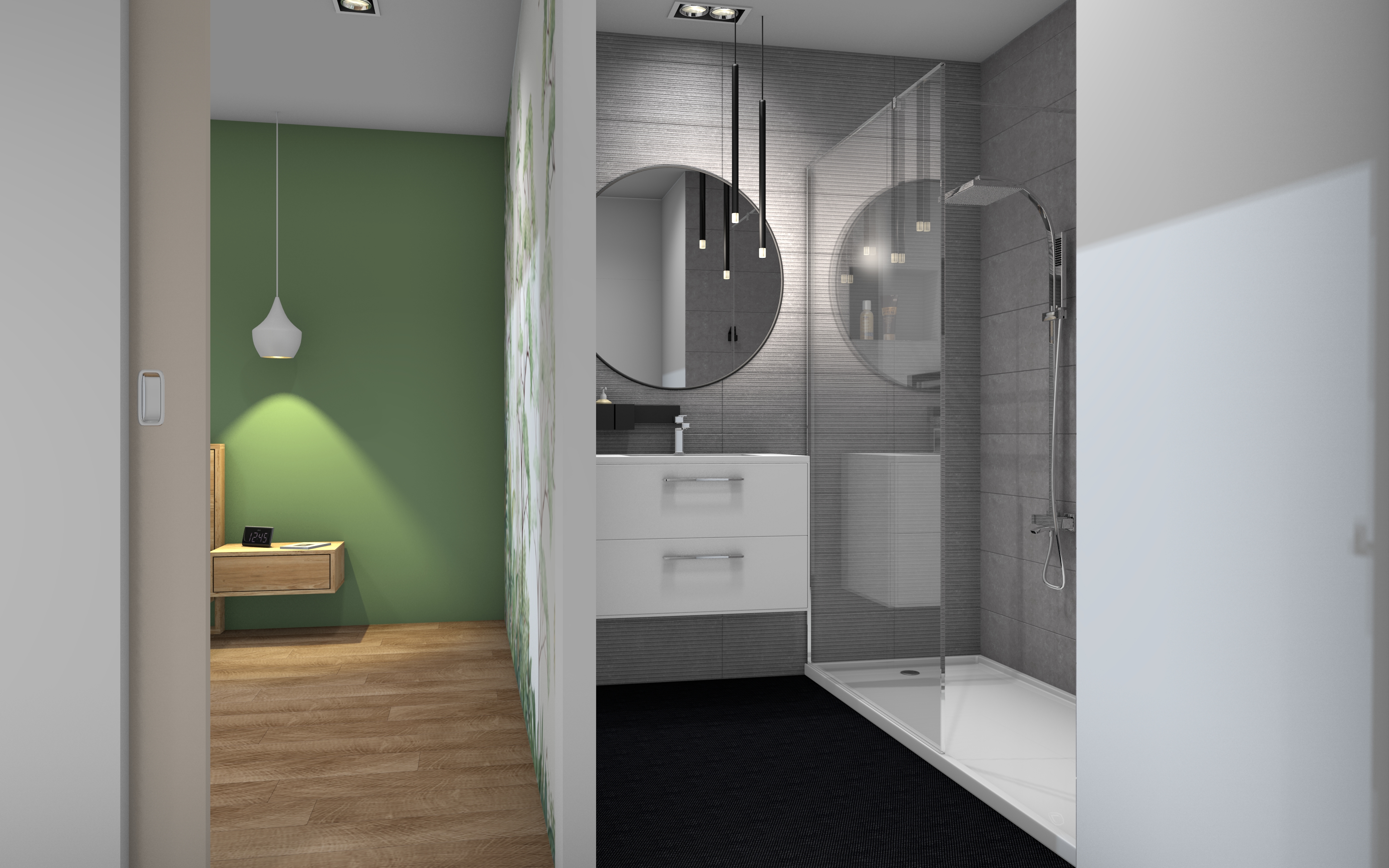 3D Transforamation entres, séjour, cuisine, chambre et salle de bains 