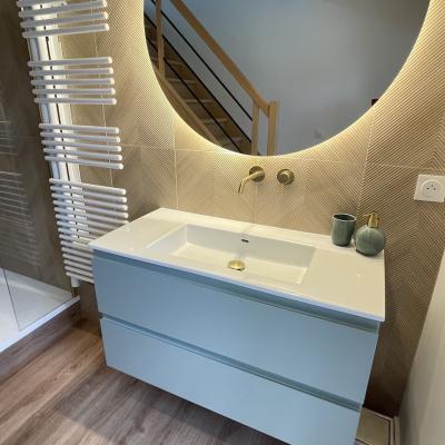 Espace lavabo dans salle de douche moderne