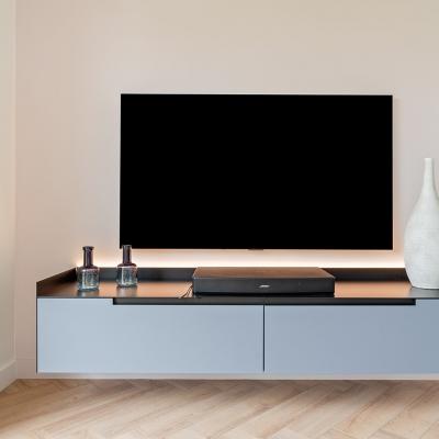 Meuble tv suspendu bleu avec led