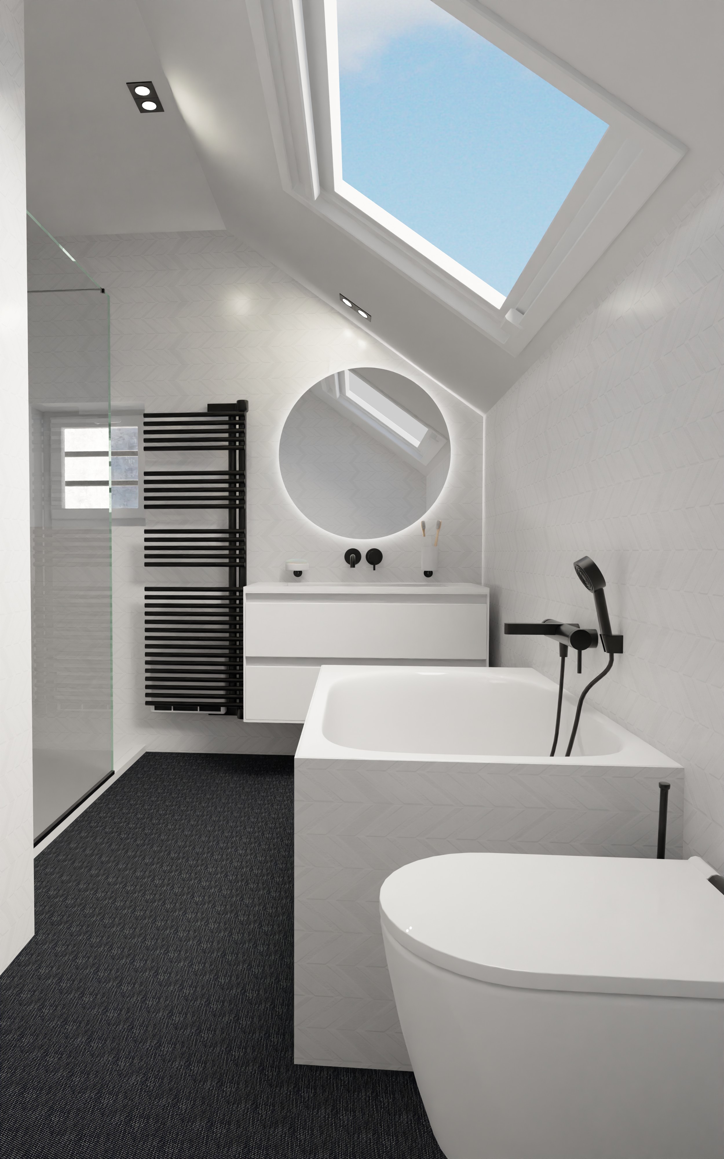 Salle de bain noir et blanc