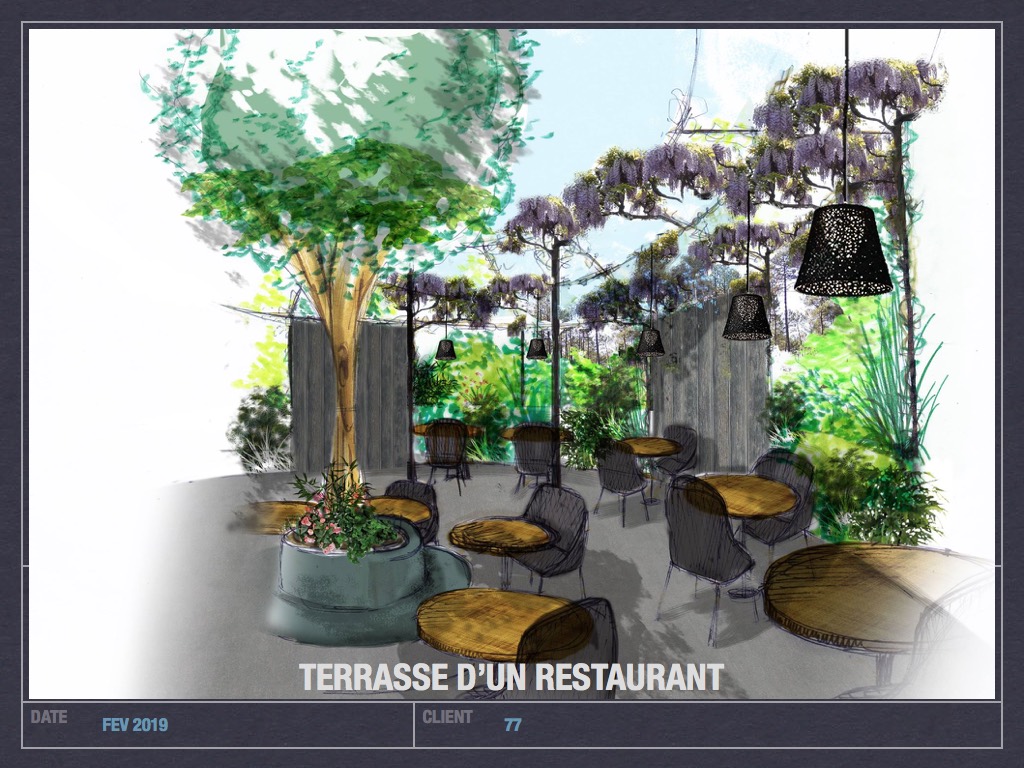 Terrasse d'un restaurant, paysagiste, idées de terasse, restaurant.001