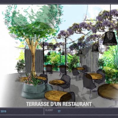 Terrasse d'un restaurant, paysagiste, idées de terasse, restaurant.001