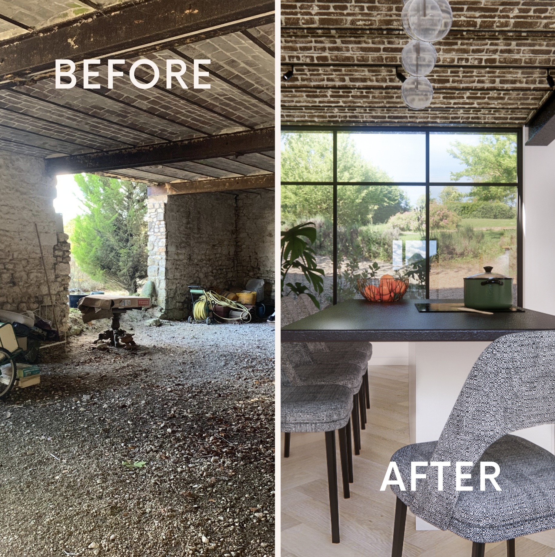 Architecte interieur fayet 02 avant apre s grange cuisine