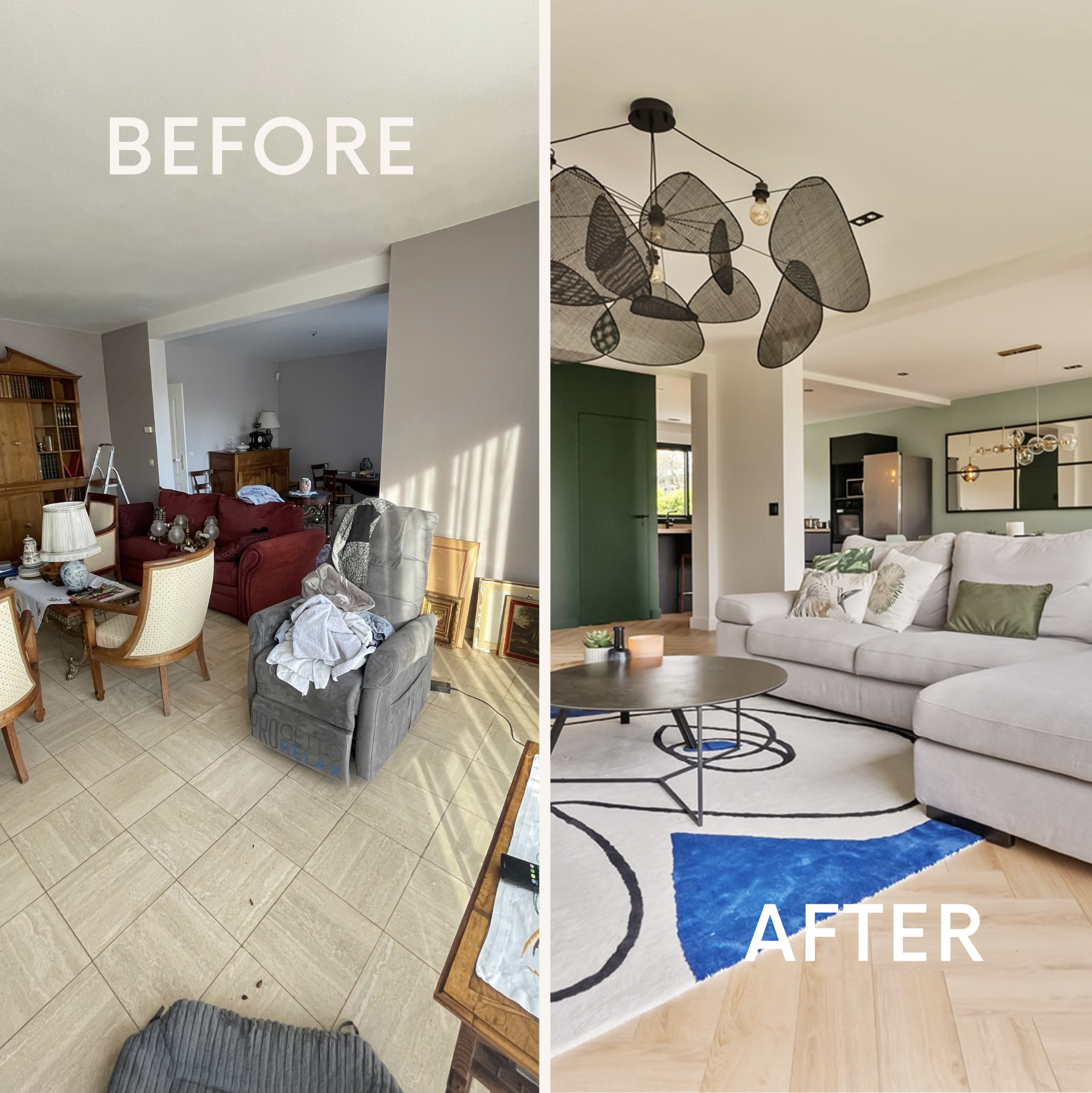 Architecte interieur yerres 91 avant apres sejour colore